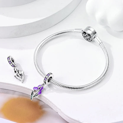 100%Silver Purple Color Series Charms Beads Original Bracelets DIY Jewelry 912349723-C