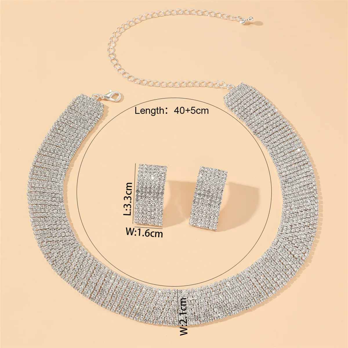 Rhinestone Earrings Necklace 3Pcs Jewelry Set ZT4000S