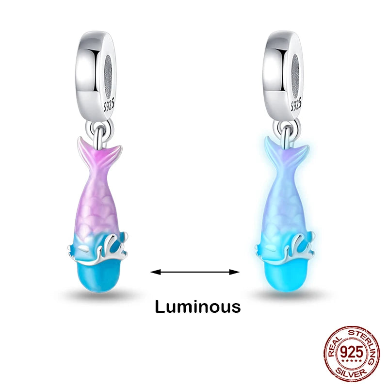 Glow in the dark  Firefly Honeybee Star  925 Silver Charms Beads  Original Bracelets Fine DIY Jewelry 912349723-200S