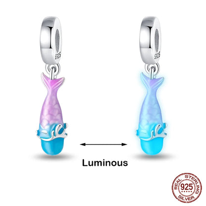 Glow in the dark  Firefly Honeybee Star  925 Silver Charms Beads  Original Bracelets Fine DIY Jewelry 912349723-200S