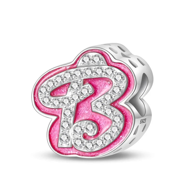 Romantic Pink 26 Letters DIY Love Charms Beads Original Bracelet Fine DIY Jewelry 925 Sterling Silver 912349723-L100S