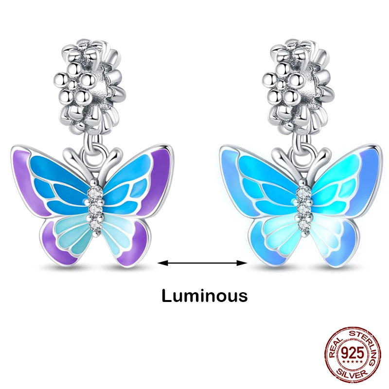 Glow in the dark  Firefly Honeybee Star  925 Silver Charms Beads  Original Bracelets Fine DIY Jewelry 912349723-200S