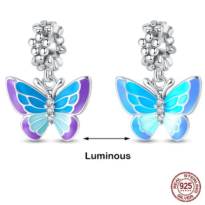 Glow in the dark  Firefly Honeybee Star  925 Silver Charms Beads  Original Bracelets Fine DIY Jewelry 912349723-200S