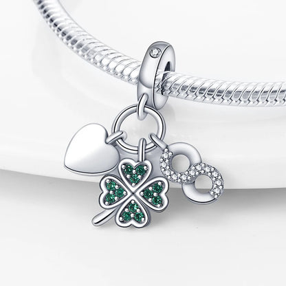 Lucky Four Leaf Clover Series Charms Beads  Original Bracelet Fine DIY Jewelry 925 Sterling Silver 912349723-500S