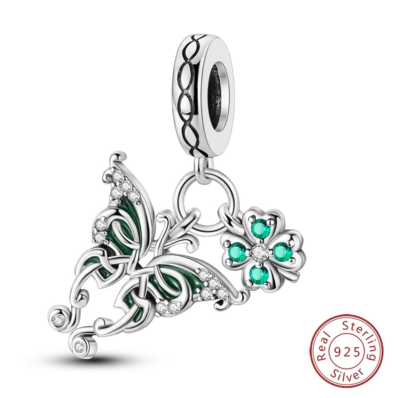 Lucky Four Leaf Clover Series Charms Beads  Original Bracelet Fine DIY Jewelry 925 Sterling Silver 912349723-500S