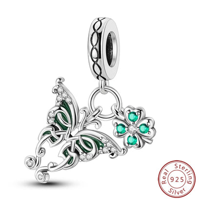 Lucky Four Leaf Clover Series Charms Beads  Original Bracelet Fine DIY Jewelry 925 Sterling Silver 912349723-500S