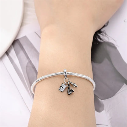 Fashion 925 Sterling Silver Music Series Charms Beads  Original Bracelet Fine DIY Jewelry 912349723-C