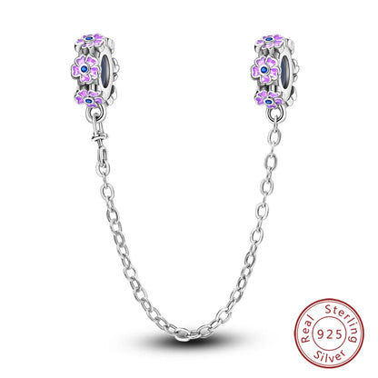 100%Silver Purple Color Series Charms Beads Original Bracelets DIY Jewelry 912349723-C