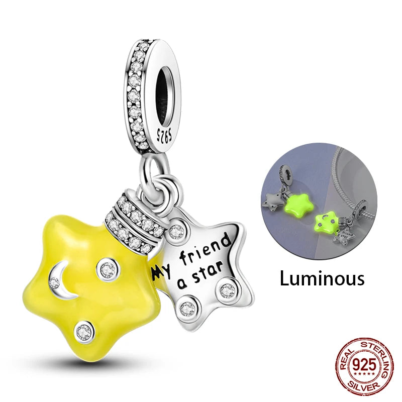 Fashion Bee Astronaut Eiffel Tower 925Silver Charms Beads  Original Bracelet Fine DIY Jewelry 912349723-400S