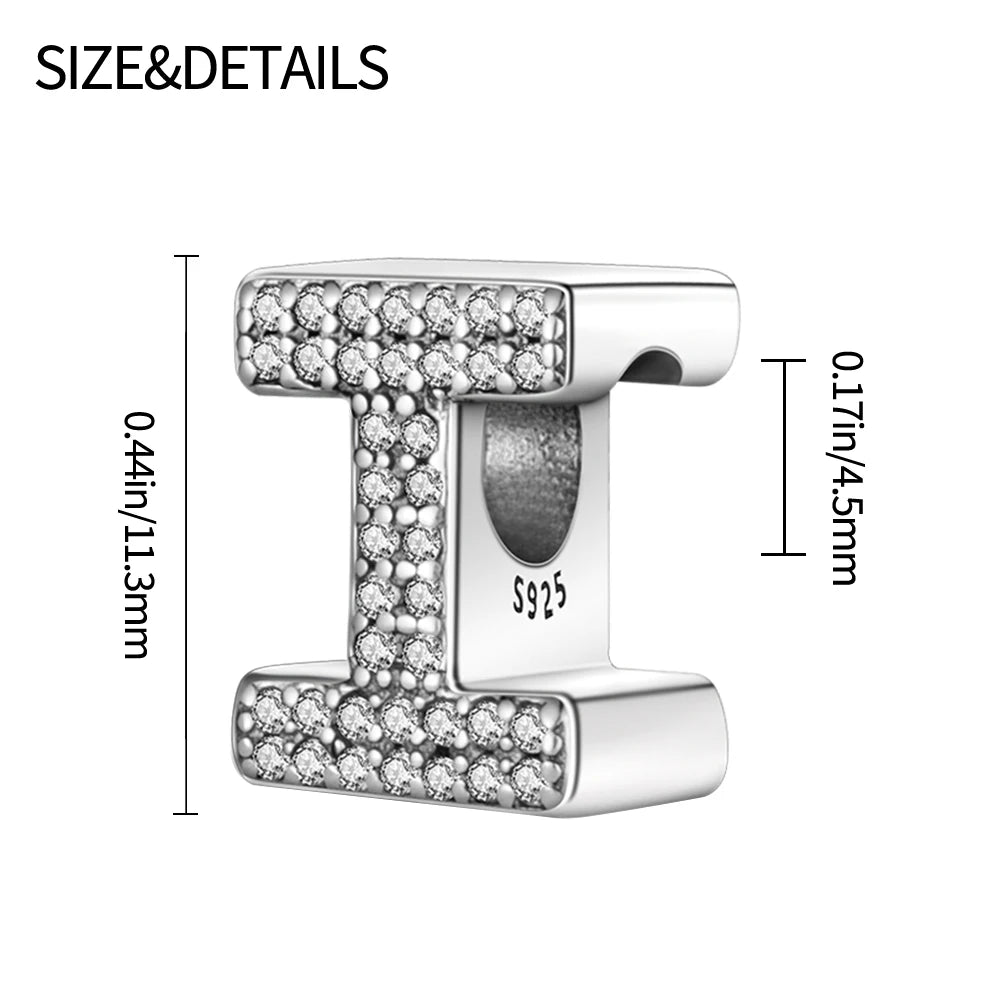 Romantic Shine 26 Letters DIY Love Charms Beads Original Bracelet Fine DIY Jewelry 925 Sterling Silver 912349723-L200S