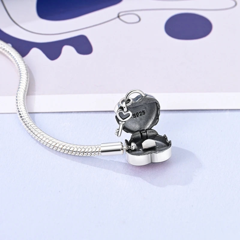 Original 925 Sterling Silver Snake Chain Heart-Shaped  Bracelets Fit Pandora Charms Beads  DIY Jewelry 912349723-KJB081