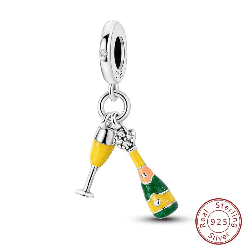 Original Design Charms Colorful fruit beverage series pendant 925 Sliver Bracelet bead DIY Jewelry Gifts 912349723-KJC1230