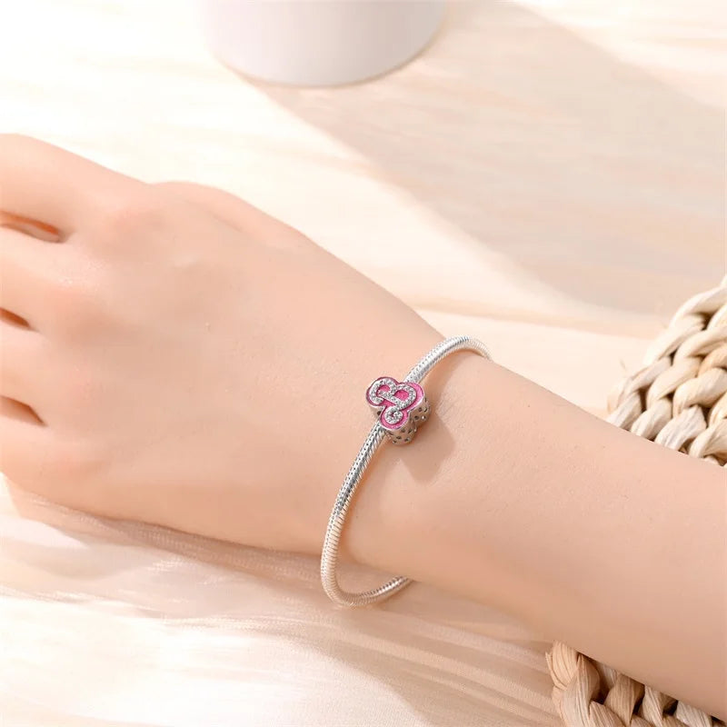 Fashion Pink Princess Skirt Bag Lipstick Charms Beads Original Bracelet Fine DIY Jewelry 925 Sterling Silver 912349723-900S