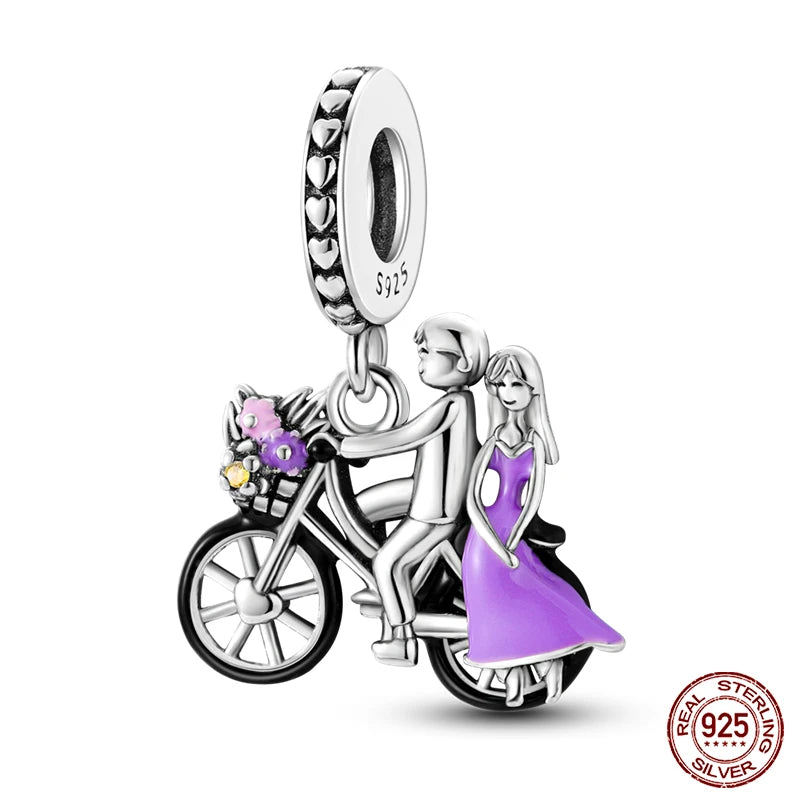 100%Silver Purple Color Series Charms Beads Original Bracelets DIY Jewelry 912349723-C