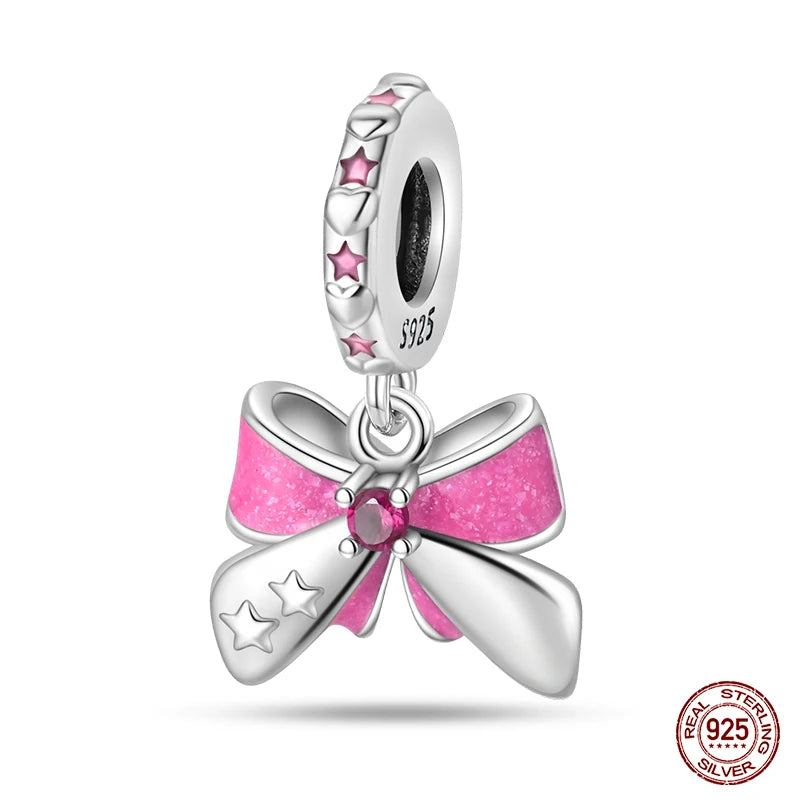 Fashion Pink Princess Skirt Bag Lipstick Charms Beads Original Bracelet Fine DIY Jewelry 925 Sterling Silver 912349723-900S