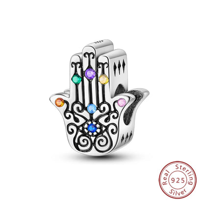 Shining Colorful Heart Charms Beads  Original 925Silver Bracelet Exquisite DIY Jewelry Gift 912349723-300S