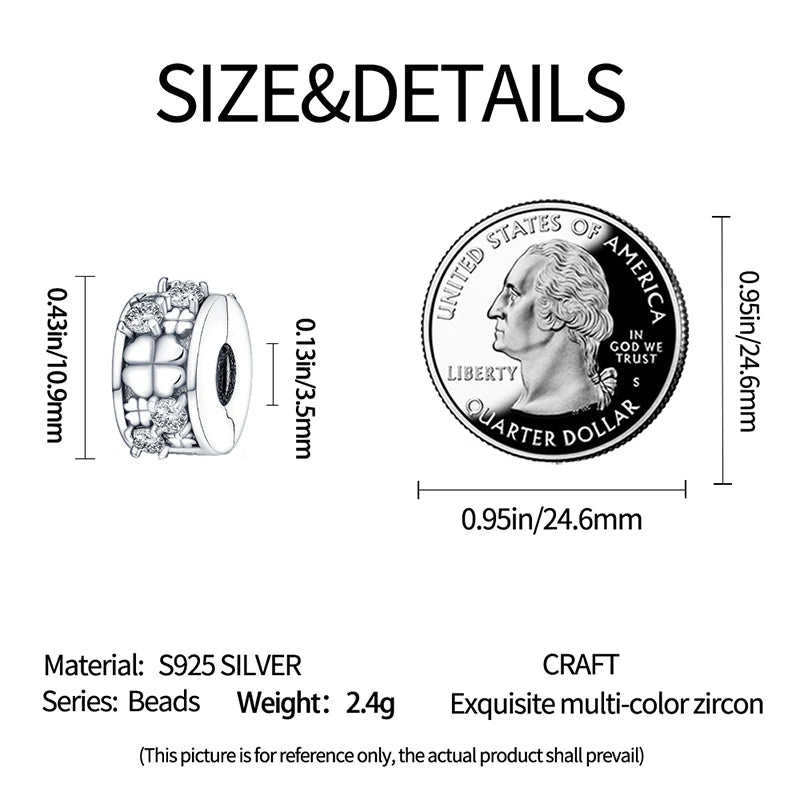 Lucky Four Leaf Clover Series Charms Beads  Original Bracelet Fine DIY Jewelry 925 Sterling Silver 912349723-500S