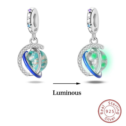 Glow in the dark  Firefly Honeybee Star  925 Silver Charms Beads  Original Bracelets Fine DIY Jewelry 912349723-200S