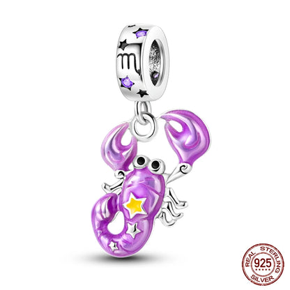 100%Silver Purple Color Series Charms Beads Original Bracelets DIY Jewelry 912349723-C