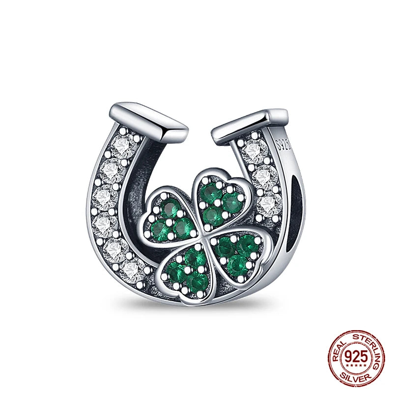 Lucky Four Leaf Clover Series Charms Beads  Original Bracelet Fine DIY Jewelry 925 Sterling Silver 912349723-500S
