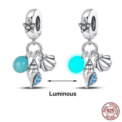 Glow in the dark  Firefly Honeybee Star  925 Silver Charms Beads  Original Bracelets Fine DIY Jewelry 912349723-200S