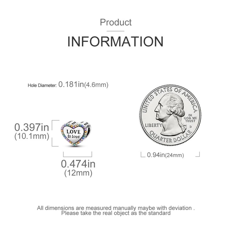 Shining Colorful Heart Charms Beads  Original 925Silver Bracelet Exquisite DIY Jewelry Gift 912349723-300S