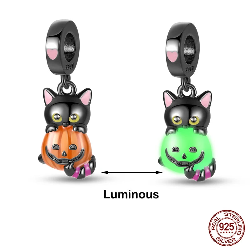 Glow in the dark  Firefly Honeybee Star  925 Silver Charms Beads  Original Bracelets Fine DIY Jewelry 912349723-200S