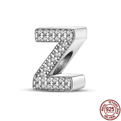 Romantic Shine 26 Letters DIY Love Charms Beads Original Bracelet Fine DIY Jewelry 925 Sterling Silver 912349723-L200S