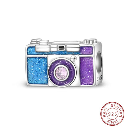 100%Silver Purple Color Series Charms Beads Original Bracelets DIY Jewelry 912349723-C