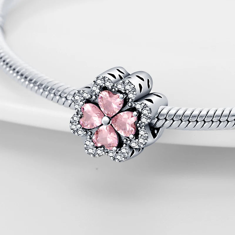 Lucky Four Leaf Clover Series Charms Beads  Original Bracelet Fine DIY Jewelry 925 Sterling Silver 912349723-500S