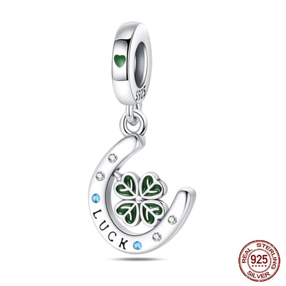 Lucky Four Leaf Clover Series Charms Beads  Original Bracelet Fine DIY Jewelry 925 Sterling Silver 912349723-500S