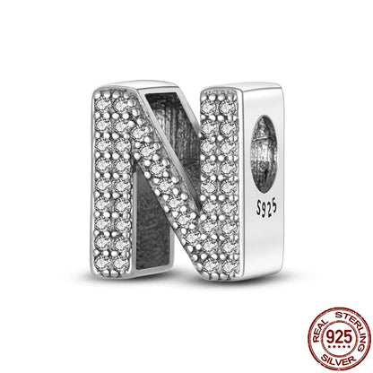 Romantic Shine 26 Letters DIY Love Charms Beads Original Bracelet Fine DIY Jewelry 925 Sterling Silver 912349723-L200S