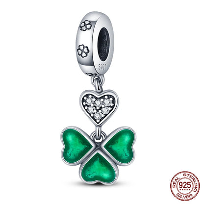 Lucky Four Leaf Clover Series Charms Beads  Original Bracelet Fine DIY Jewelry 925 Sterling Silver 912349723-500S