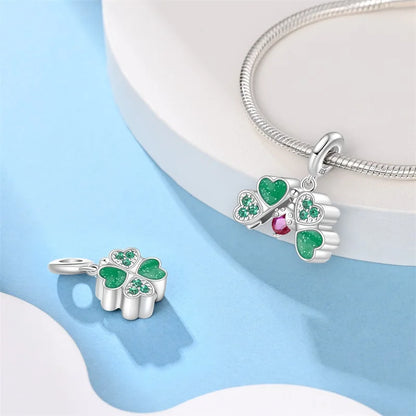 Lucky Four Leaf Clover Series Charms Beads  Original Bracelet Fine DIY Jewelry 925 Sterling Silver 912349723-500S