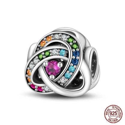 Shining Colorful Heart Charms Beads  Original 925Silver Bracelet Exquisite DIY Jewelry Gift 912349723-300S