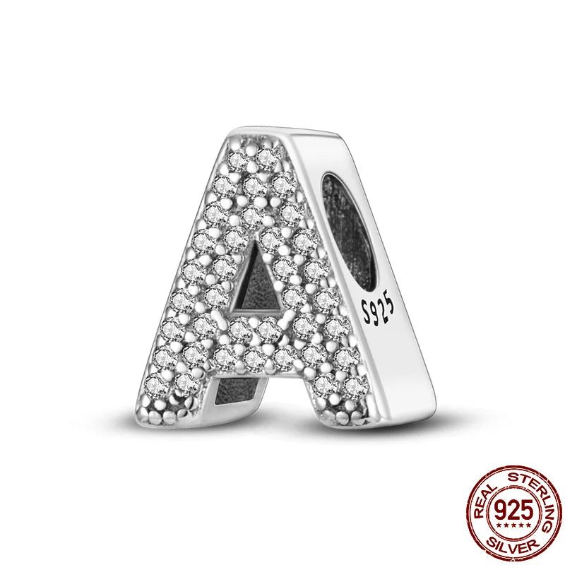 Romantic Shine 26 Letters DIY Love Charms Beads Original Bracelet Fine DIY Jewelry 925 Sterling Silver 912349723-L200S