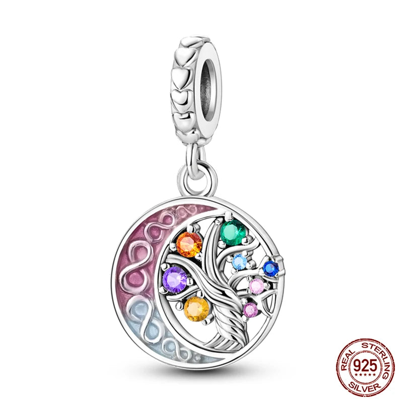 Shining Colorful Heart Charms Beads  Original 925Silver Bracelet Exquisite DIY Jewelry Gift 912349723-300S
