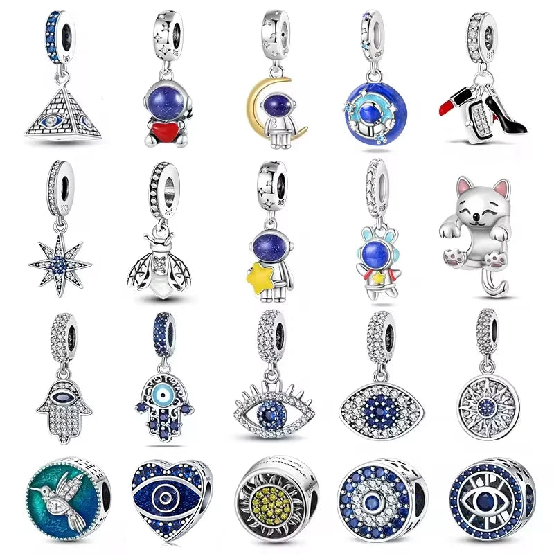 Fashion Bee Astronaut Eiffel Tower 925Silver Charms Beads  Original Bracelet Fine DIY Jewelry 912349723-400S