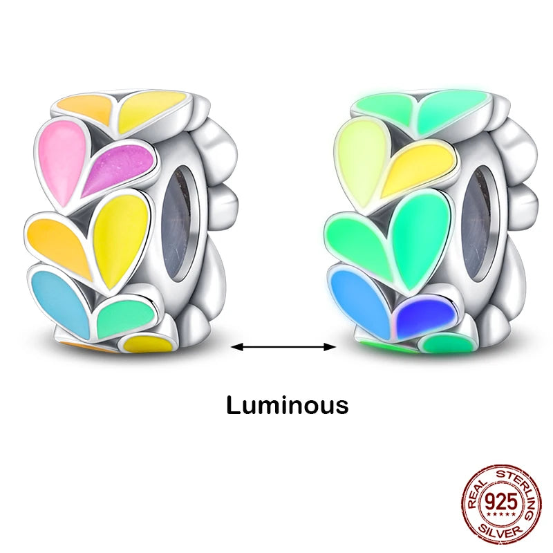 Glow in the dark  Firefly Honeybee Star  925 Silver Charms Beads  Original Bracelets Fine DIY Jewelry 912349723-200S