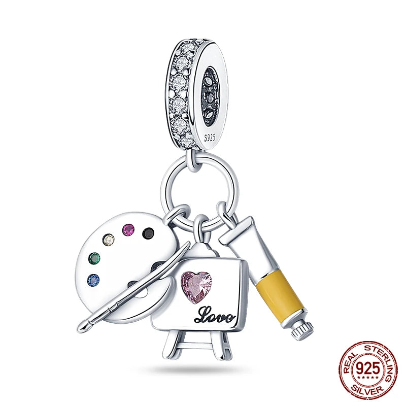 Fashion Bee Astronaut Eiffel Tower 925Silver Charms Beads  Original Bracelet Fine DIY Jewelry 912349723-400S