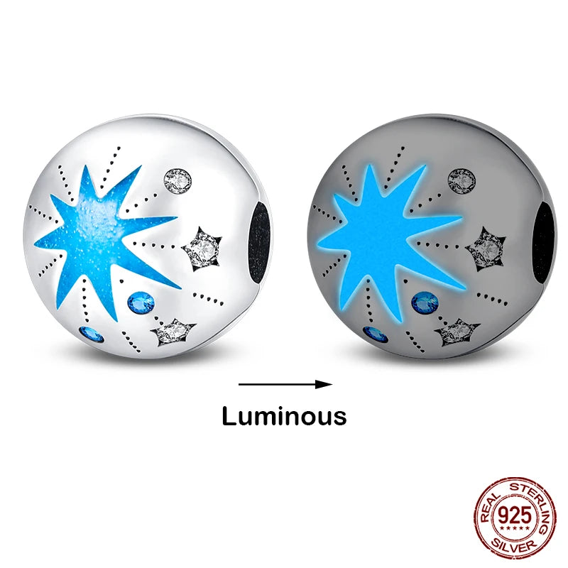Glow in the dark  Firefly Honeybee Star  925 Silver Charms Beads  Original Bracelets Fine DIY Jewelry 912349723-200S