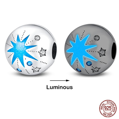 Glow in the dark  Firefly Honeybee Star  925 Silver Charms Beads  Original Bracelets Fine DIY Jewelry 912349723-200S