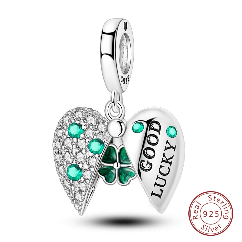 Lucky Four Leaf Clover Series Charms Beads  Original Bracelet Fine DIY Jewelry 925 Sterling Silver 912349723-500S