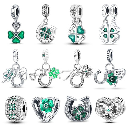 Lucky Four Leaf Clover Series Charms Beads  Original Bracelet Fine DIY Jewelry 925 Sterling Silver 912349723-500S