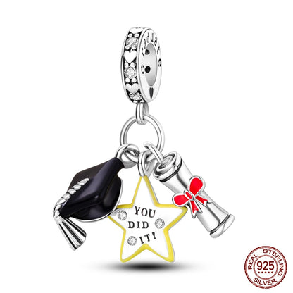 Fashion Bee Astronaut Eiffel Tower 925Silver Charms Beads  Original Bracelet Fine DIY Jewelry 912349723-400S