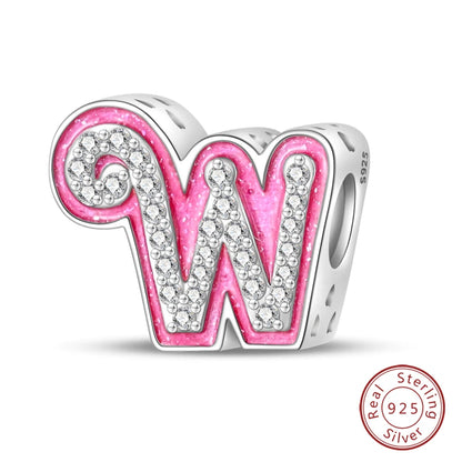 Romantic Pink 26 Letters DIY Love Charms Beads Original Bracelet Fine DIY Jewelry 925 Sterling Silver 912349723-L100S