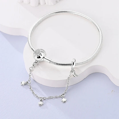 Original 925 Sterling Silver Snake Chain Heart-Shaped  Bracelets Fit Pandora Charms Beads  DIY Jewelry 912349723-PAB006
