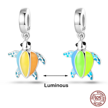 Glow in the dark  Firefly Honeybee Star  925 Silver Charms Beads  Original Bracelets Fine DIY Jewelry 912349723-200S