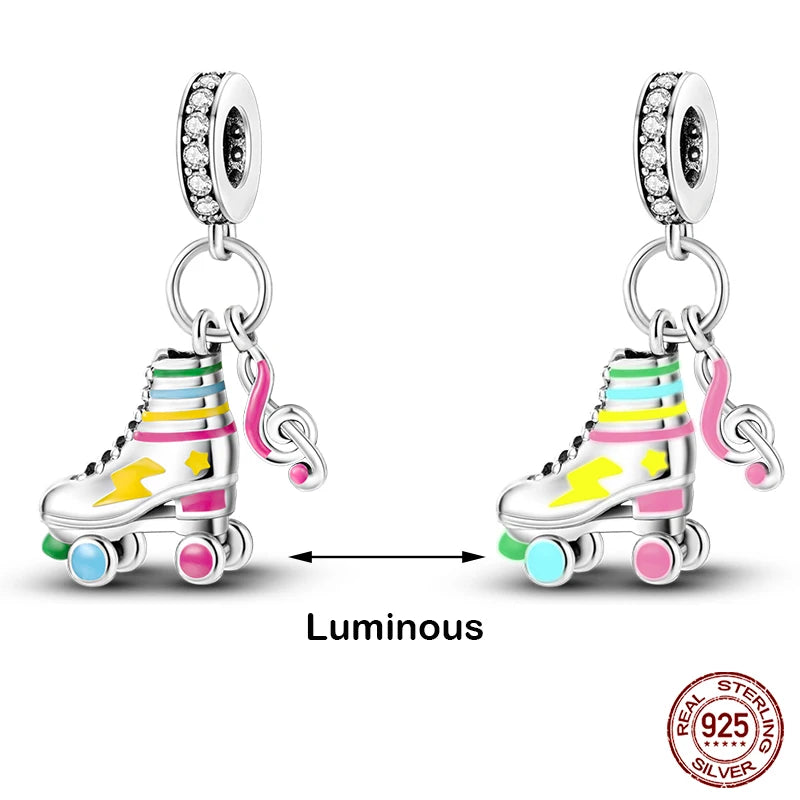 Glow in the dark  Firefly Honeybee Star  925 Silver Charms Beads  Original Bracelets Fine DIY Jewelry 912349723-200S