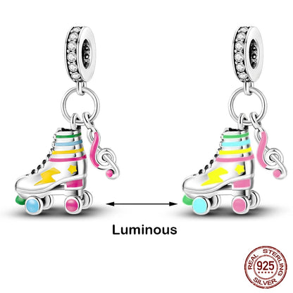 Glow in the dark  Firefly Honeybee Star  925 Silver Charms Beads  Original Bracelets Fine DIY Jewelry 912349723-200S